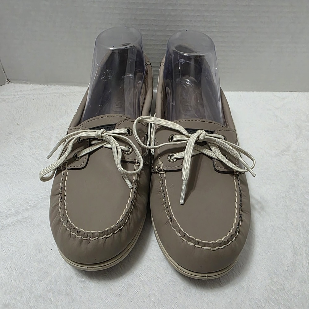 Sperry‎ Top Sider Boat Shoes Women 9.5 M Angelfish SlipOn Beige Leather STS94056